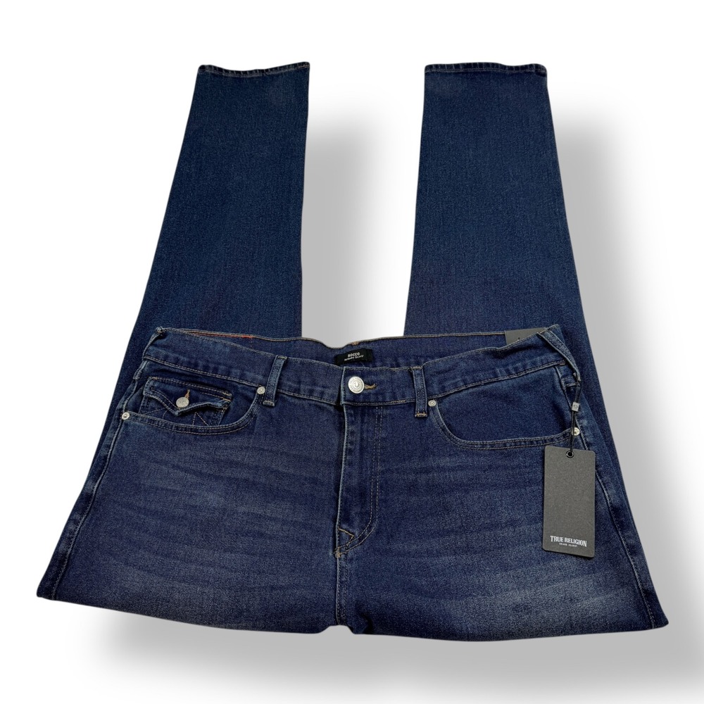 True Religion Rocco Relaxed Skinny Jeans Mens 36x33 Dark Woodland Wash NWT